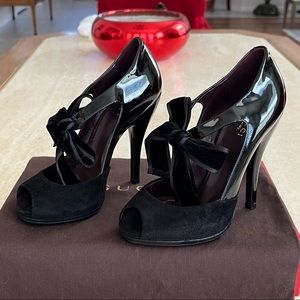 GUCCI authentic Mary Jane peep toe high heels shoes, Black, Size 36B / 6B